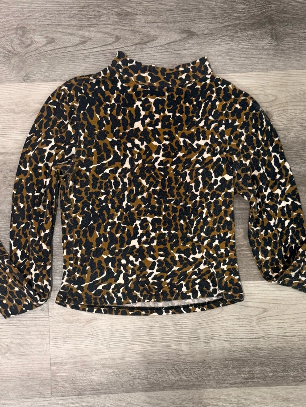 Ambiance Leopard Print Mock Neck Long Sleeve Top - Brown/Black/White